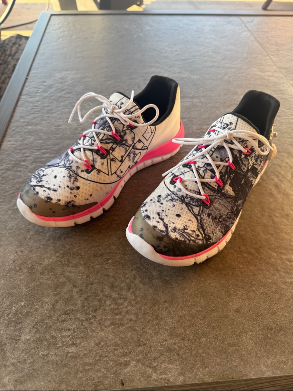 Reebok Women's White, Black & Pink Athletic Sneakers